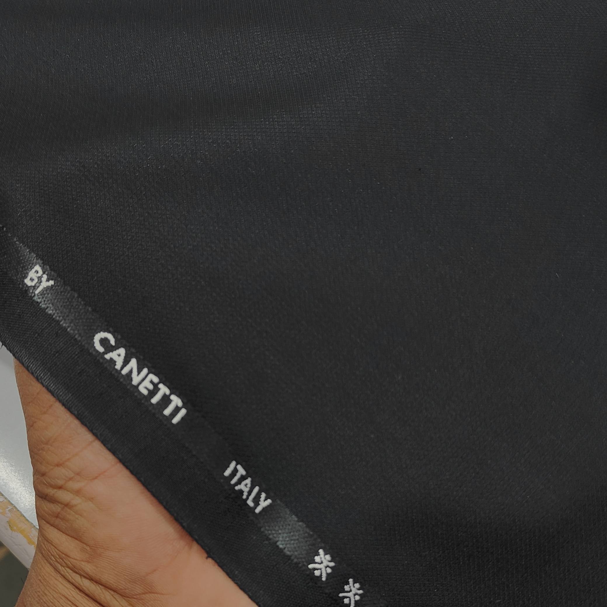 Trouser Fabric Canetti Italy Luxury Poly Viscose Textured Colour Black